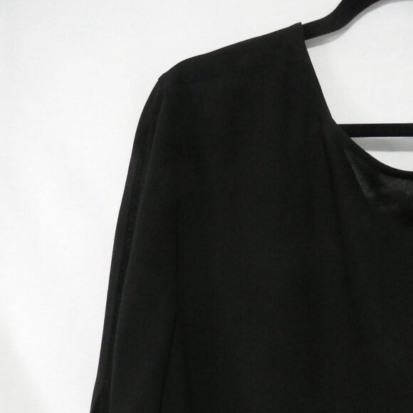 RACHEL - RACHEL ROY | 2X | Elegant Sheer Black V-Neck Blouse | Twist Knot Front - Picture 8 of 13